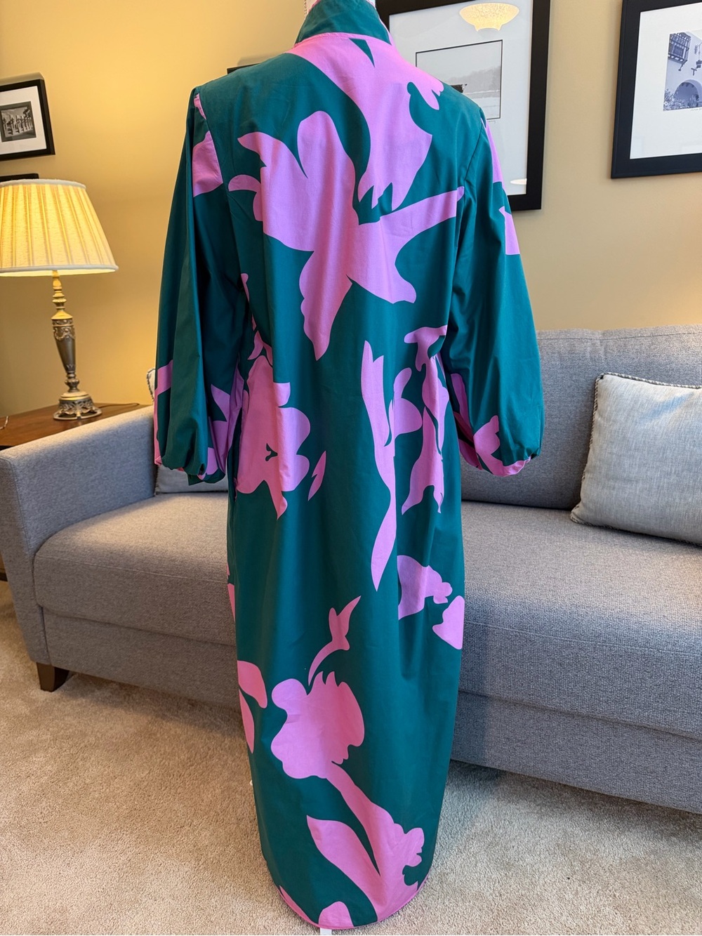 Hyacinth House Green & Pink Bold Floral Print Maxi Dress - Picture 4 of 8